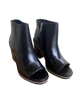 Vince Camuto VC-Bitnny Black Cow Paradise Leather Open Toe Booties Size 9M New